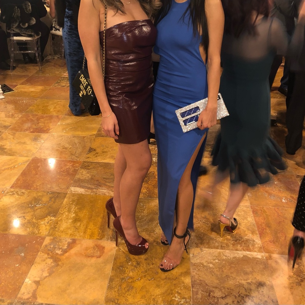 Skylar and Madison Leather Burgundy Mini Dress - Picture 6 of 6
